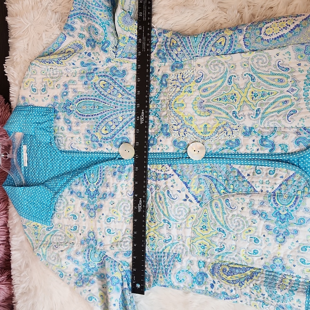Patty Kim NY Reversible Quilted Blazer Jacket Mixed Print Paisley Polka Dot - Picture 12 of 13